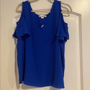 c&e Cold Shoulder short sleeve blouse-Royal blue